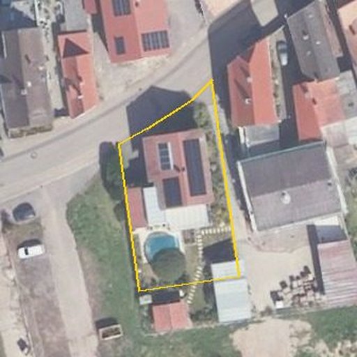 Luftbild Bahnhofstraße 17a, 67377 Gommersheim — Flurstück 075474000000010003__ mit Grundstücksgrenze