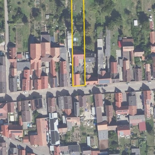 Luftbild Hauptstraße 85, 67377 Gommersheim — Flurstück 075474000002490001__ mit Grundstücksgrenze