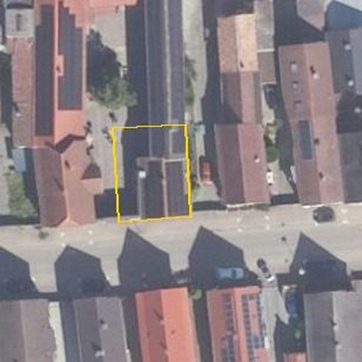 Luftbild Hauptstraße 45, 67377 Gommersheim — Flurstück 075474000002970001__ mit Grundstücksgrenze