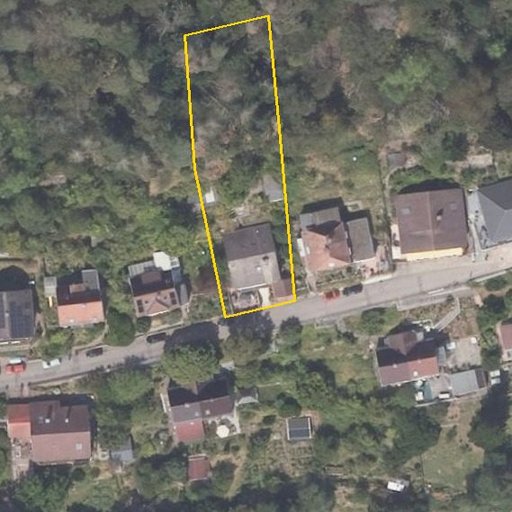 Luftbild Sommerbergstraße 27 a, 67466 Lambrecht — Flurstück 074322000018650006__ mit Grundstücksgrenze