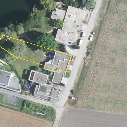 Luftbild Am See 22, 67547 Worms — Flurstück 073912002000010180__ mit Grundstücksgrenze