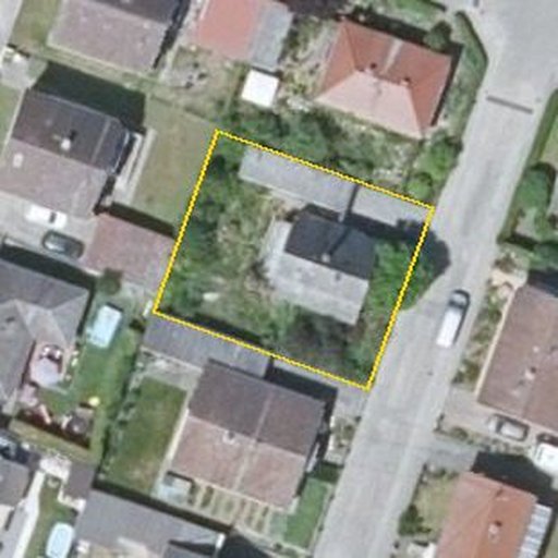 Luftbild Leuschnerstraße 8, 67580 Hamm am Rhein — Flurstück 073885001006740021__ mit Grundstücksgrenze