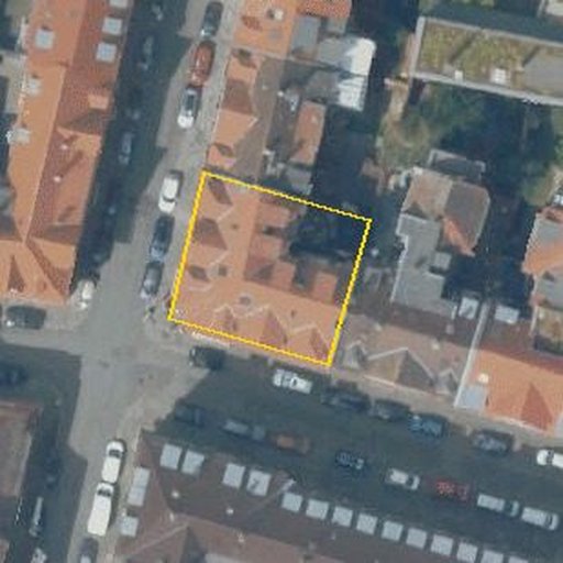 Luftbild Lenaustraße 27, 68167 Mannheim, Flurstück 474/7 mit Grundstücksgrenze