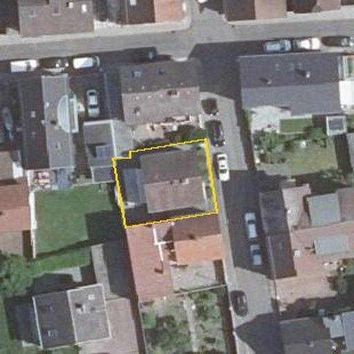 Luftbild Weihgartenstraße 30, 68519 Viernheim — Flurstück 2/71 mit Grundstücksgrenze