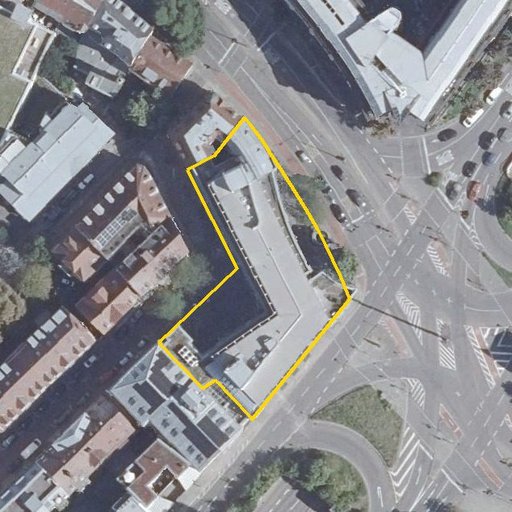 Luftbild Torstraße 15, 70173 Stuttgart — Flurstück 160/7 mit Grundstücksgrenze