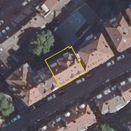 Luftbild Hahnstraße 56, 70199 Stuttgart — Flurstück 5023/10 mit Grundstücksgrenze