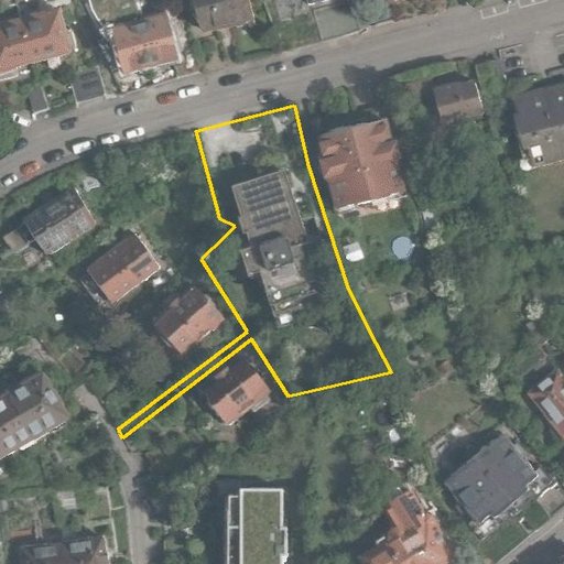 Luftbild Hohentwielstraße 41, 70199 Stuttgart, Flurstück 5730/12 mit Grundstücksgrenze
