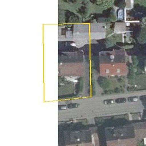 Luftbild Untere Hagstraße 12, 70565 Stuttgart, Flurstück 908/1 mit Grundstücksgrenze