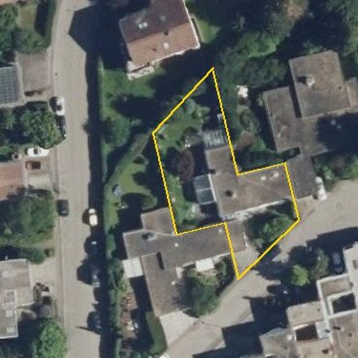 Luftbild Liegnitzer Straße 3, 70736 Fellbach — Flurstück 615/2 mit Grundstücksgrenze