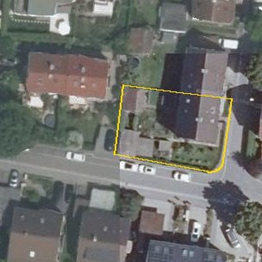 Luftbild Lilienthalstraße 1, 70771 Leinfelden-Echterdingen, Flurstück 2614/1 mit Grundstücksgrenze
