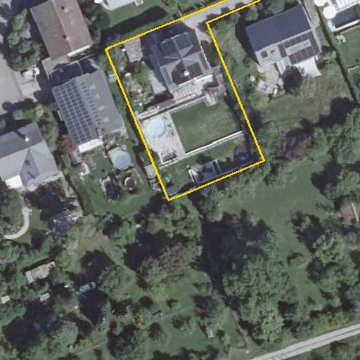 Luftbild Lindenstraße 7, 71134 Aidlingen — Flurstück 4751/3 mit Grundstücksgrenze