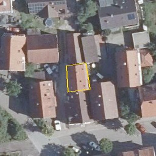 Luftbild Kirchstraße 5, 71277 Rutesheim — Flurstück 432/5 mit Grundstücksgrenze