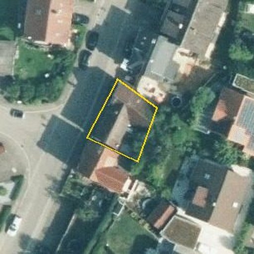 Luftbild Weilerstraße 16, 71409 Schwaikheim — Flurstück 54 mit Grundstücksgrenze