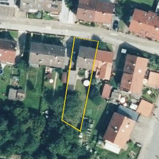 Luftbild Silcherstraße 5, 71540 Murrhardt — Flurstück 322/16 mit Grundstücksgrenze
