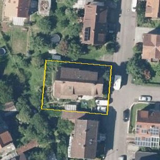 Luftbild Rathstraße 8, 72074 Tübingen — Flurstück 3465 mit Grundstücksgrenze