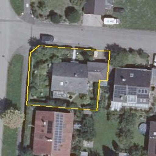 Luftbild Fichtenstraße 9, 72141 Walddorfhäslach — Flurstück 739/1 mit Grundstücksgrenze