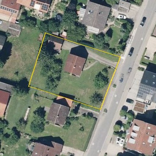 Luftbild Reichenbachstraße 41, 72766 Reutlingen — Flurstück 253 mit Grundstücksgrenze