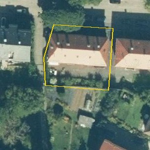 Luftbild Lessingstraße 32, 73037 Göppingen — Flurstück 1738/2 mit Grundstücksgrenze