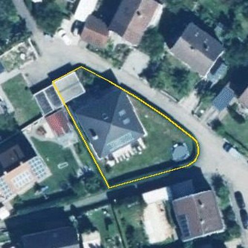 Luftbild Langertstraße 38, 73431 Aalen — Flurstück 1504/8 mit Grundstücksgrenze