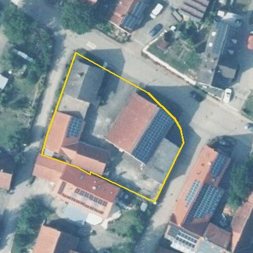 Luftbild Baldinger Straße 8, 73469 Riesbürg — Flurstück 15 mit Grundstücksgrenze