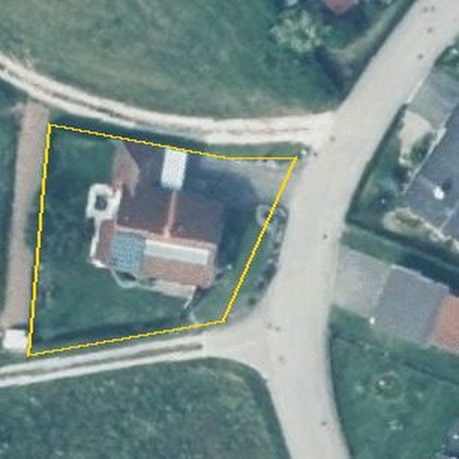 Luftbild Obere Straße 26, 73491 Neuler — Flurstück 126/1 mit Grundstücksgrenze