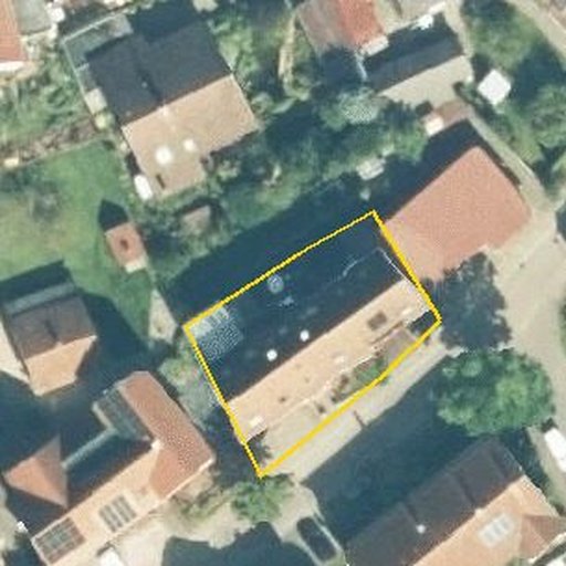 Luftbild Mühlstraße 9, 73547 Lorch — Flurstück 135 mit Grundstücksgrenze