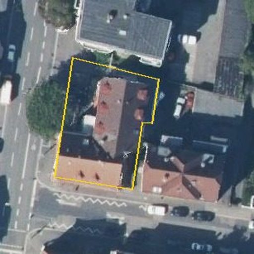 Luftbild Urbanstraße 13, 74072 Heilbronn — Flurstück 636 mit Grundstücksgrenze