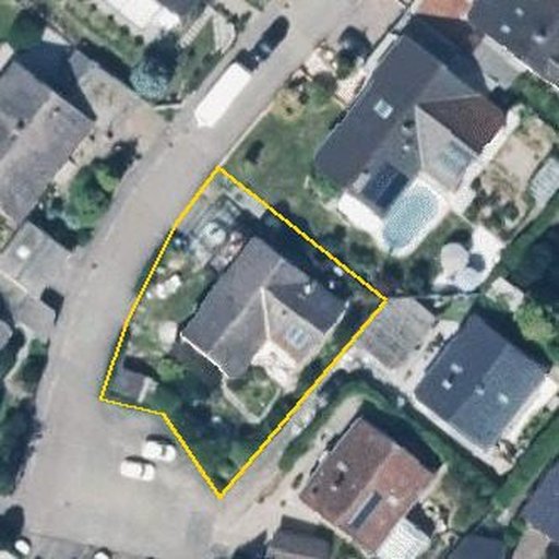 Luftbild Schubertstraße 5, 74196 Neuenstadt am Kocher — Flurstück 1125/2 mit Grundstücksgrenze
