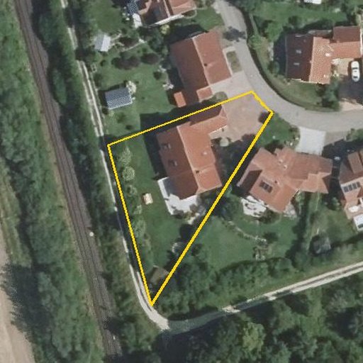Luftbild Hackwiesenweg 8, 74589 Satteldorf — Flurstück 4121 mit Grundstücksgrenze