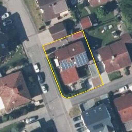 Luftbild Holunderweg 10, 74855 Haßmersheim — Flurstück 4805 mit Grundstücksgrenze