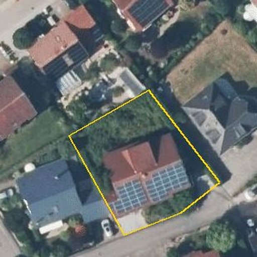 Luftbild Fichtenweg 3, 74855 Haßmersheim — Flurstück 4936 mit Grundstücksgrenze