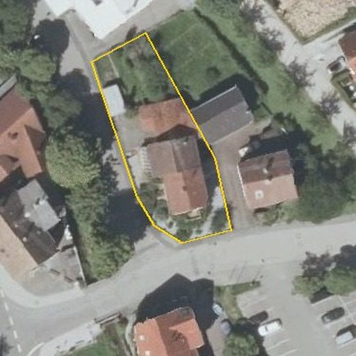 Luftbild Sommerwaldstraße 5, 74889 Sinsheim, Flurstück 3374/3 mit Grundstücksgrenze