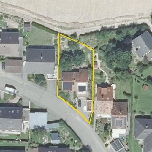 Luftbild Richard-Wagner-Straße 65, 75015 Bretten — Flurstück 5579 mit Grundstücksgrenze