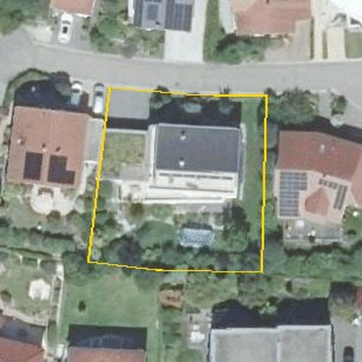 Luftbild Tiefental 12, 75015 Bretten — Flurstück 6961 mit Grundstücksgrenze
