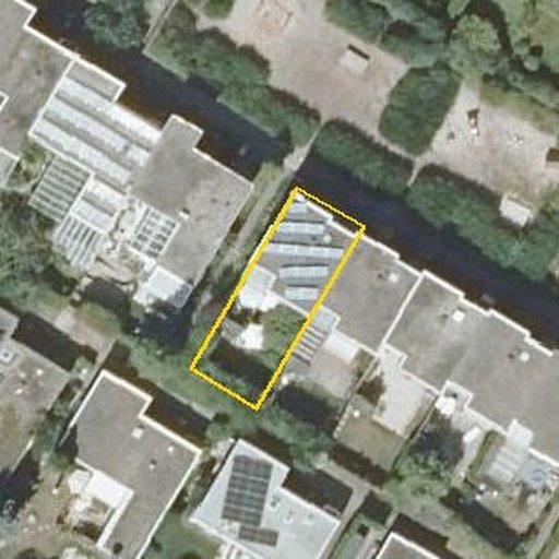Luftbild August-Bebel-Straße 28, 75180 Pforzheim — Flurstück 23506 mit Grundstücksgrenze