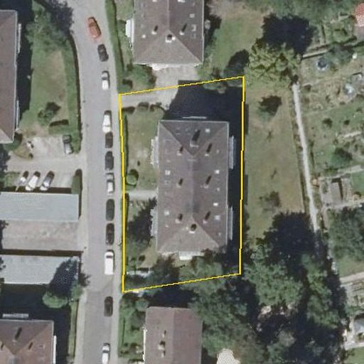 Luftbild Werthmannstraße 7, 76131 Karlsruhe — Flurstück 2159 mit Grundstücksgrenze