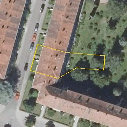 Luftbild August-Schwall-Straße 2, 76131 Karlsruhe — Flurstück 2375/20 mit Grundstücksgrenze