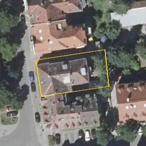 Luftbild Parkstraße 9, 76131 Karlsruhe — Flurstück 6604 mit Grundstücksgrenze