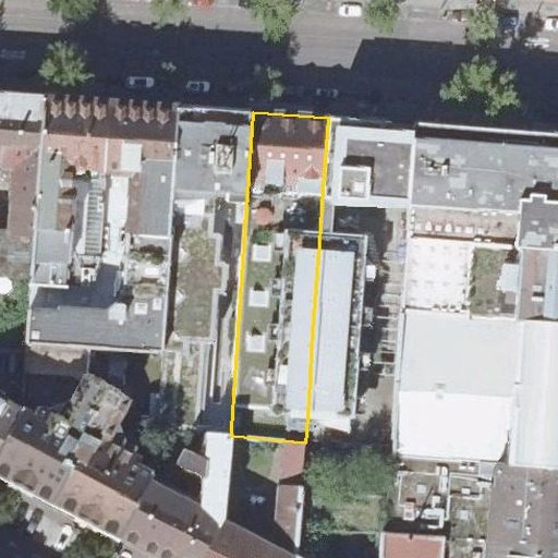 Luftbild Kaiserstraße 237, 76133 Karlsruhe — Flurstück 571 mit Grundstücksgrenze