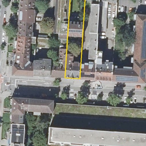 Luftbild Sophienstraße 58, 76133 Karlsruhe — Flurstück 800 mit Grundstücksgrenze
