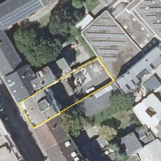 Luftbild Kronenstraße 5, 76133 Karlsruhe — Flurstück 58 mit Grundstücksgrenze