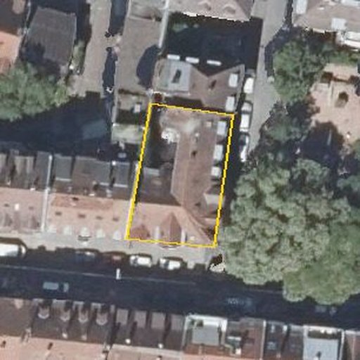 Luftbild Mondstraße 5, 76135 Karlsruhe — Flurstück 4459 mit Grundstücksgrenze
