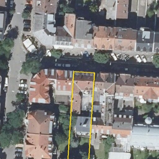 Luftbild Klauprechtstraße 25, 76137 Karlsruhe — Flurstück 3558 mit Grundstücksgrenze