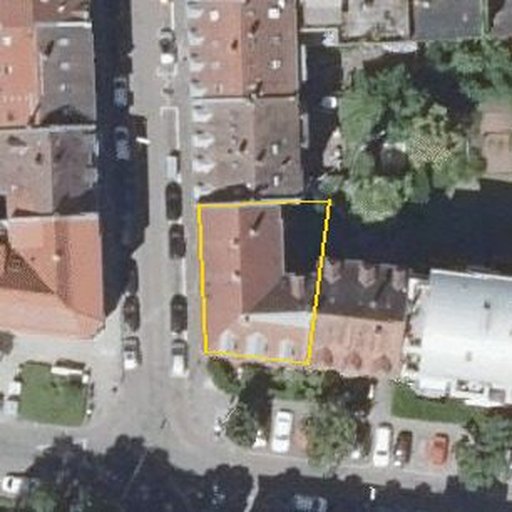 Luftbild Marienstraße 93, 76137 Karlsruhe — Flurstück 2582 mit Grundstücksgrenze