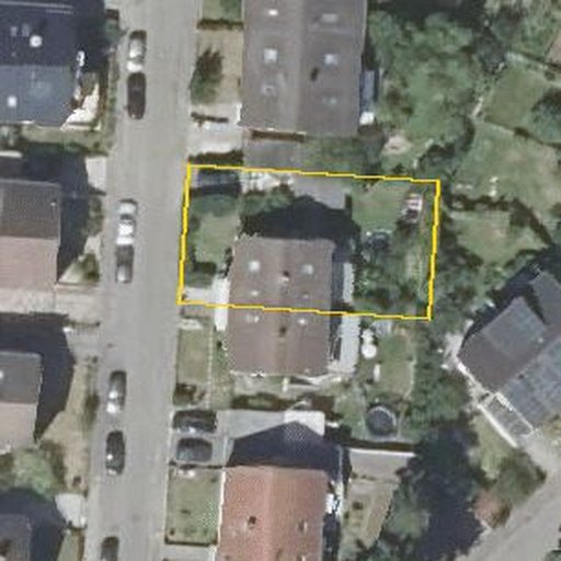 Luftbild Hirschäckerstraße 45, 76139 Karlsruhe — Flurstück 69258 mit Grundstücksgrenze