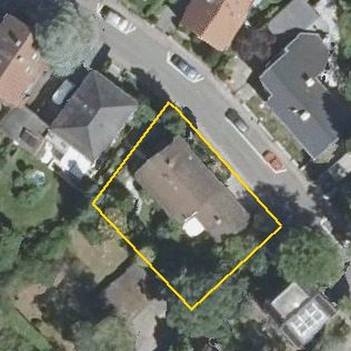 Luftbild Flughafenstraße 47a, 76149 Karlsruhe — Flurstück 4702/7 mit Grundstücksgrenze