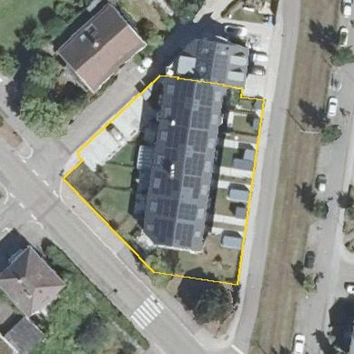 Luftbild Weißdornweg 15f, 76149 Karlsruhe — Flurstück 5670/3 mit Grundstücksgrenze