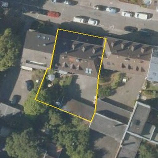 Luftbild Gellertstraße 5, 76185 Karlsruhe, Flurstück 4626 mit Grundstücksgrenze
