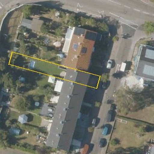 Luftbild Binger Straße 105, 76185 Karlsruhe, Flurstück 39730 mit Grundstücksgrenze