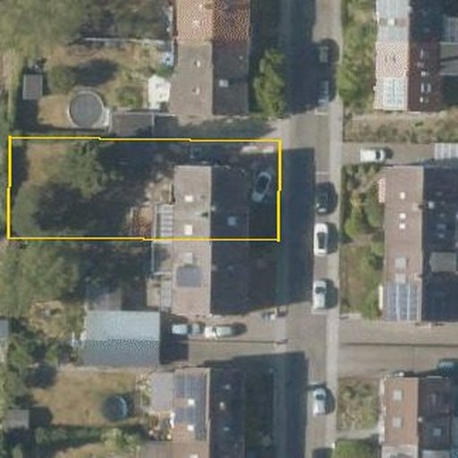 Luftbild Hardenburgweg 15, 76187 Karlsruhe, Flurstück 24365 mit Grundstücksgrenze